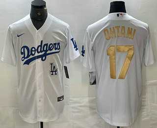 Men's Los Angeles Dodgers #17 Shohei Ohtani White Gold Stitched Cool Base Nike Jersey,We sell and wholesale Men's Los Angeles Dodgers #17 Shohei Ohtani White Gold Stitched Cool Base Nike Jersey on line form chian!
